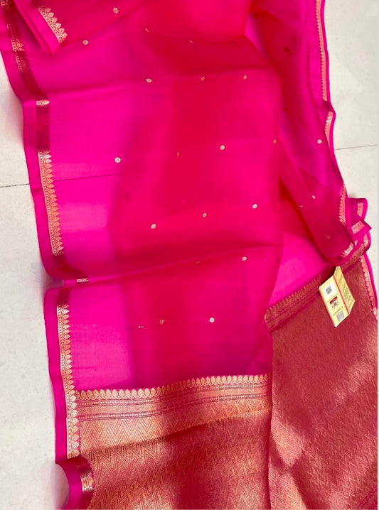 Kora Handloom Saree Silkmark Certified - Pink