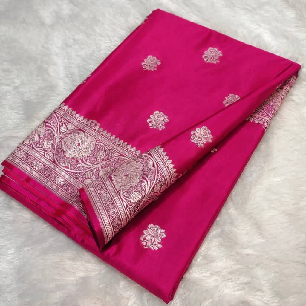 Wedding Wear Lavender Purple Mashru Silk Saree with Floral Design