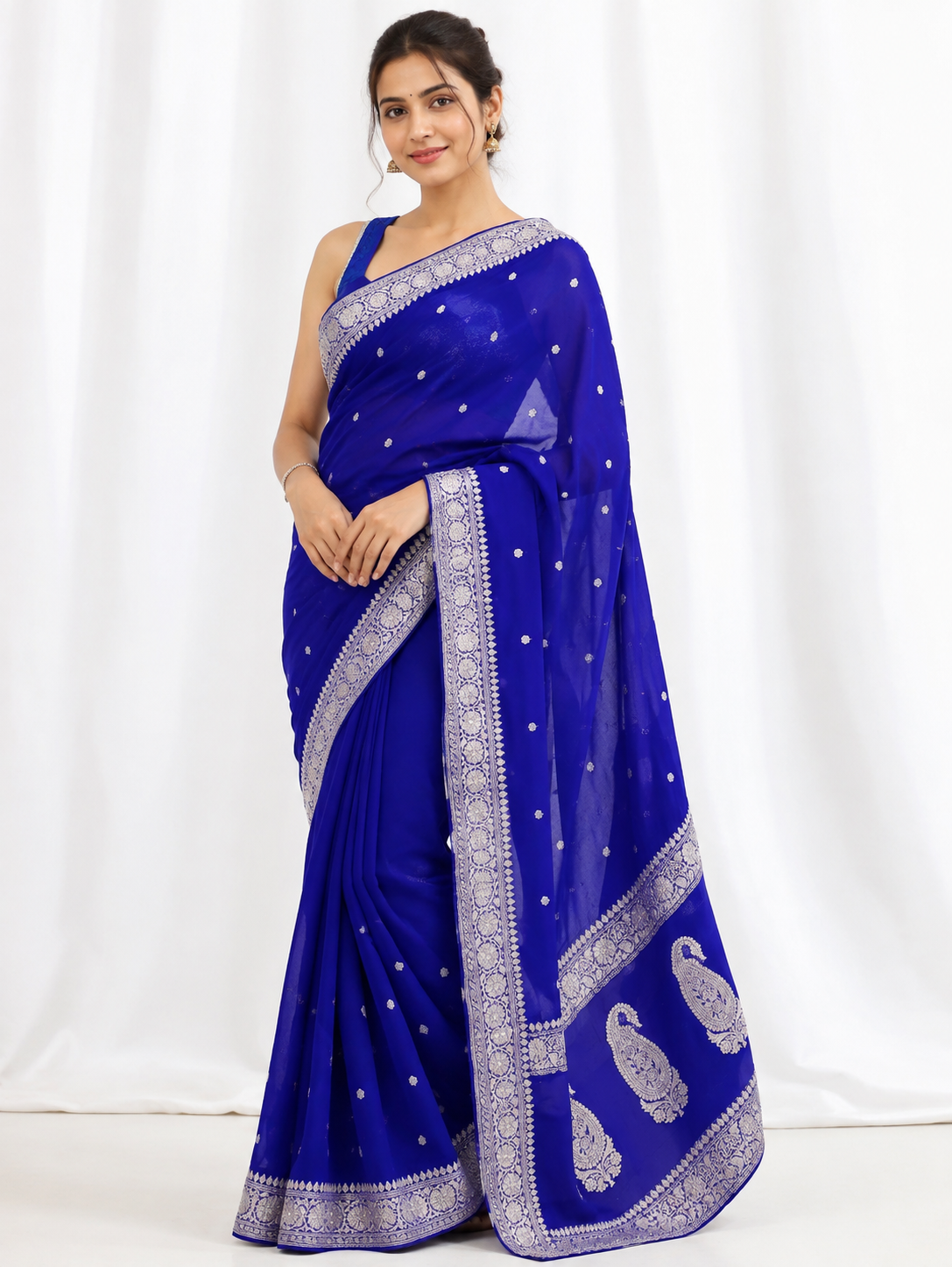 Premium Khaddi Chiffon Handloom Saree  Elegant Traditional Weave