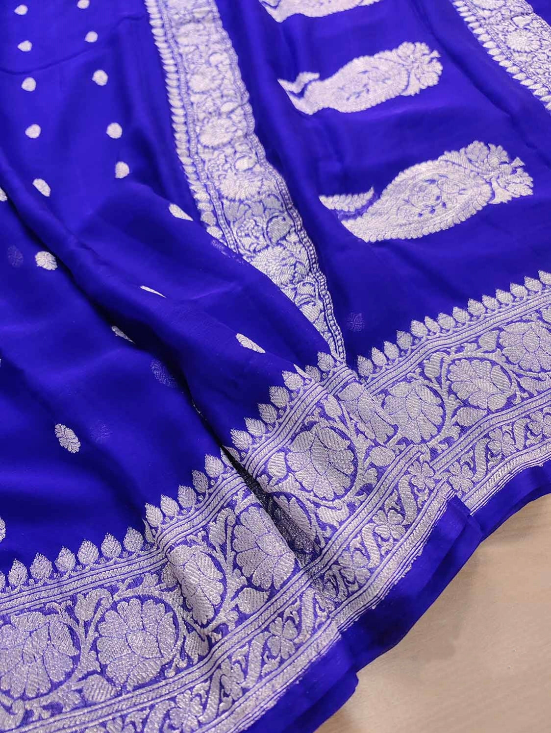 Premium Khaddi Chiffon Handloom Saree  Elegant Traditional Weave