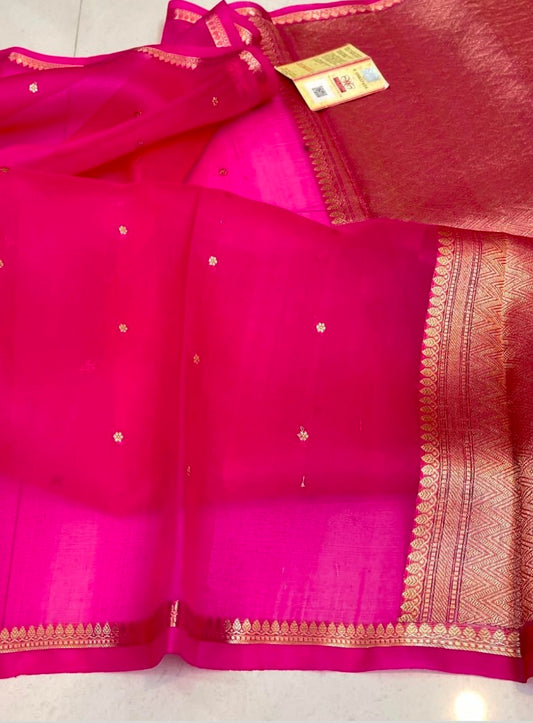 Kora Handloom Saree Silkmark Certified - Pink