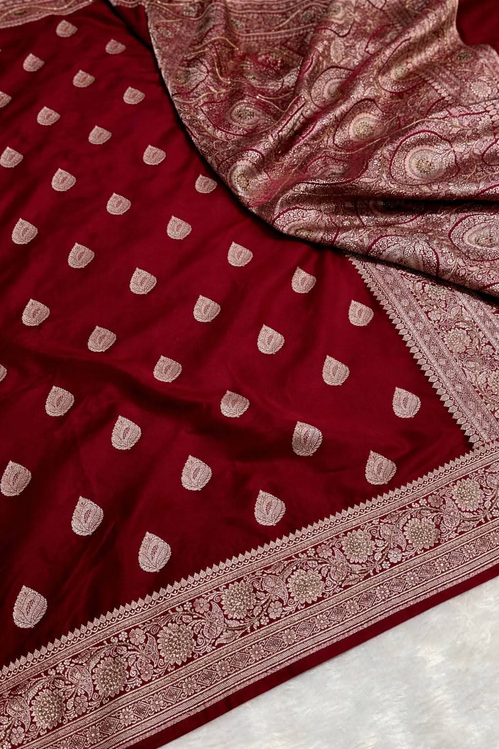 Designer Lavender Purple Mashru Silk Saree with Banarasi Weave