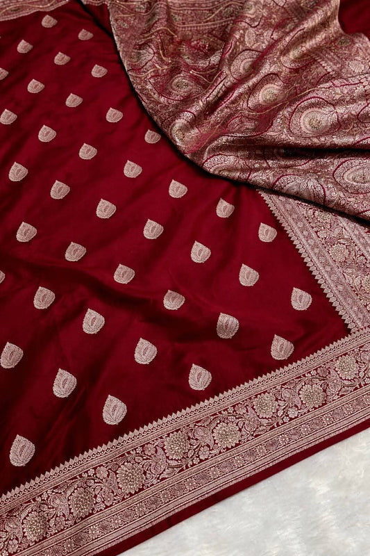 Designer Lavender Purple Mashru Silk Saree with Banarasi Weave