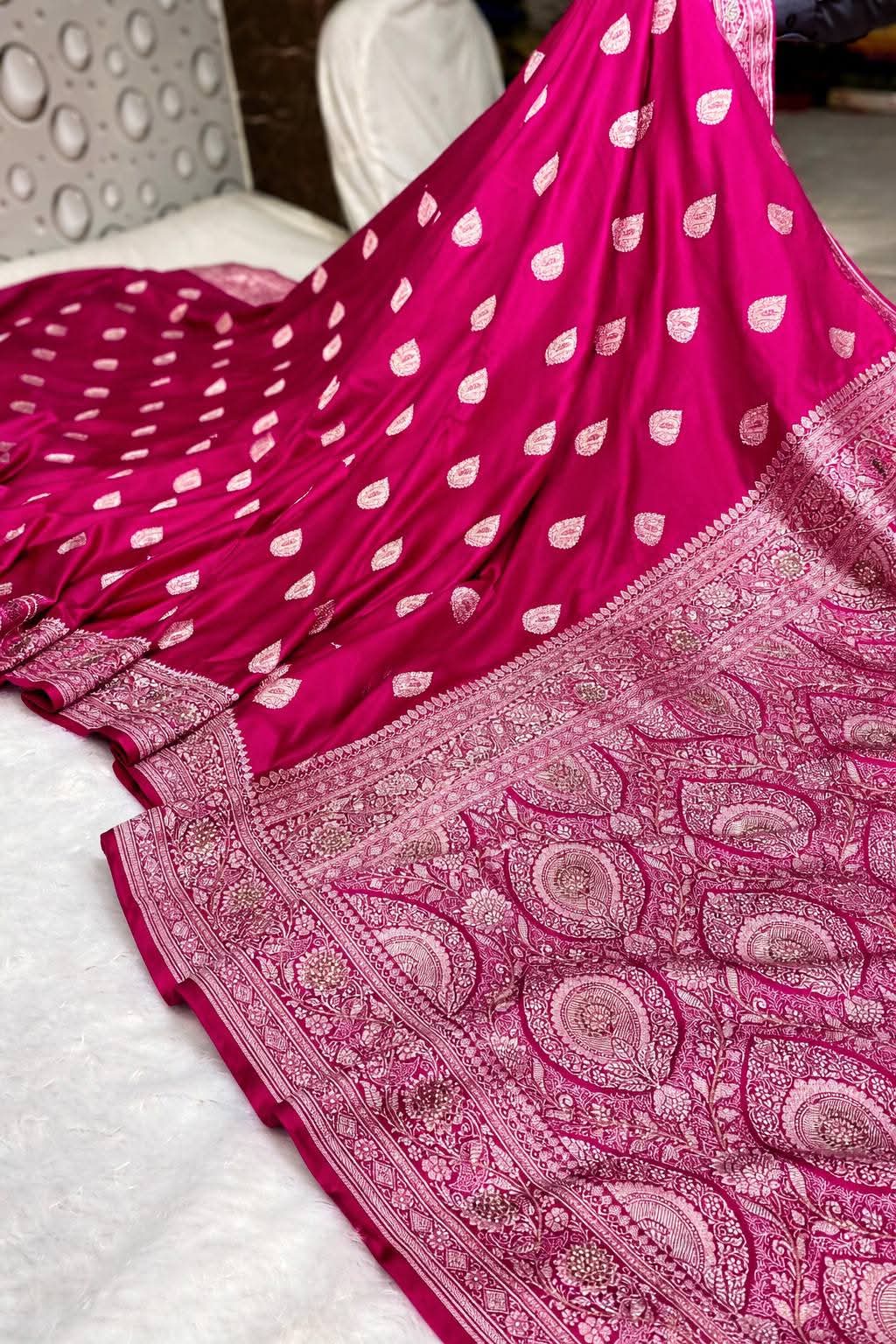 Ethnic Wine Red Mashru Silk Saree with Soft Texture