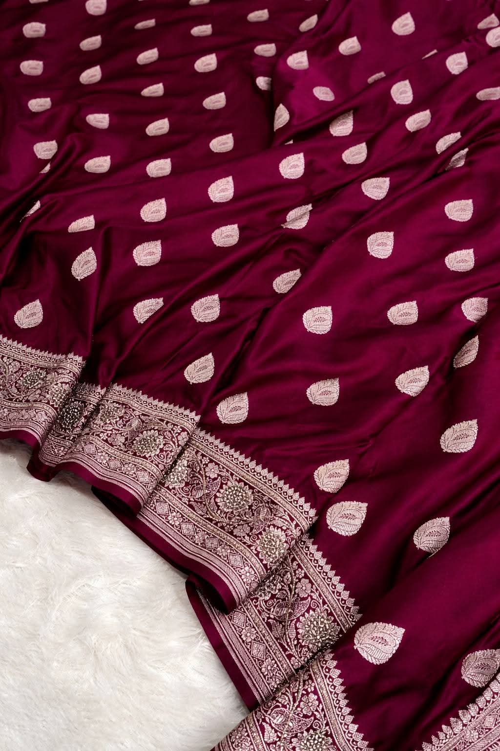 Handwoven Rani Pink Mashru Silk Saree with Premium Shine