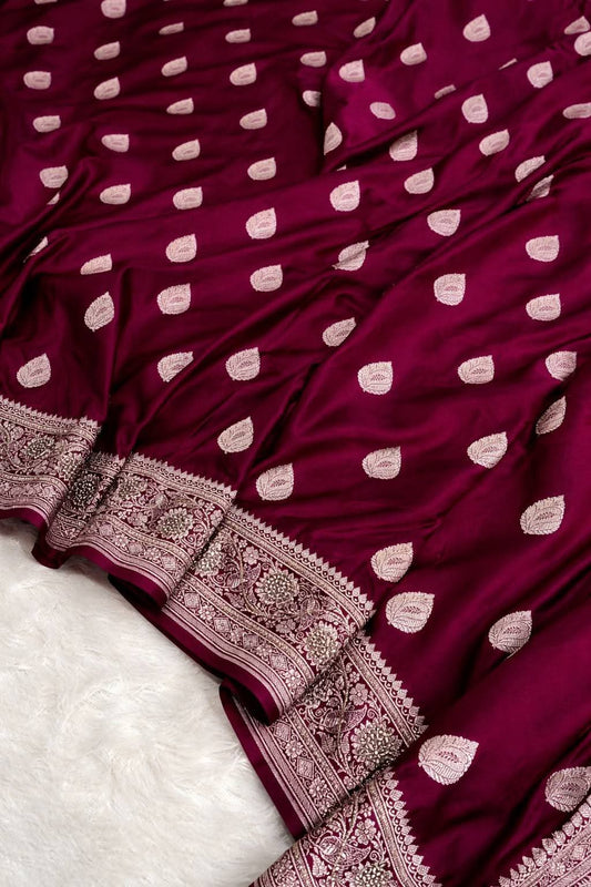 Handwoven Rani Pink Mashru Silk Saree with Premium Shine