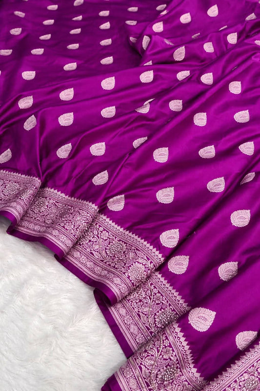 Elegant Rani Pink Mashru Silk Saree with Floral Design