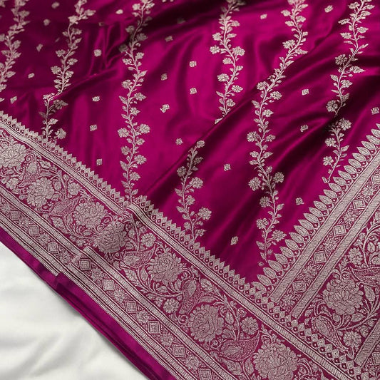 Designer Peach Orange Mashru Silk Saree with Rich Pallu