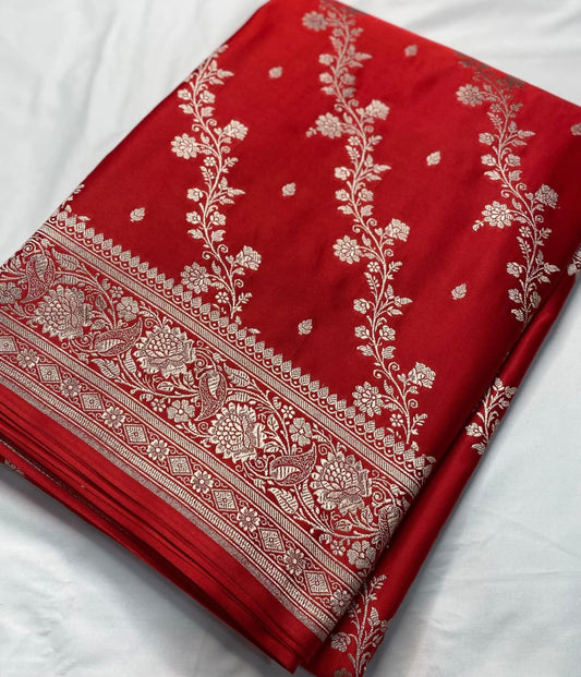 Premium Wine Red Mashru Silk Saree with Jacquard Pattern
