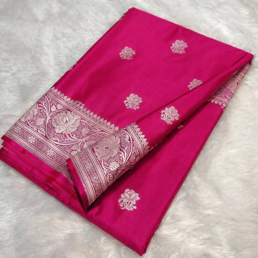 Wedding Wear Lavender Purple Mashru Silk Saree with Floral Design