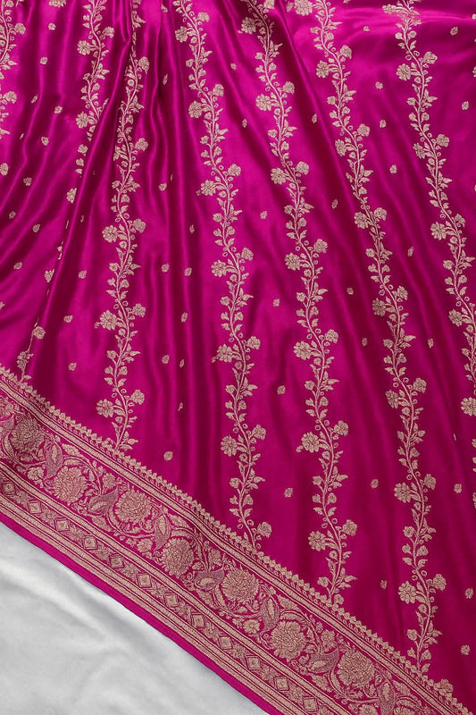 Designer Maroon Mashru Silk Saree with Zari Border