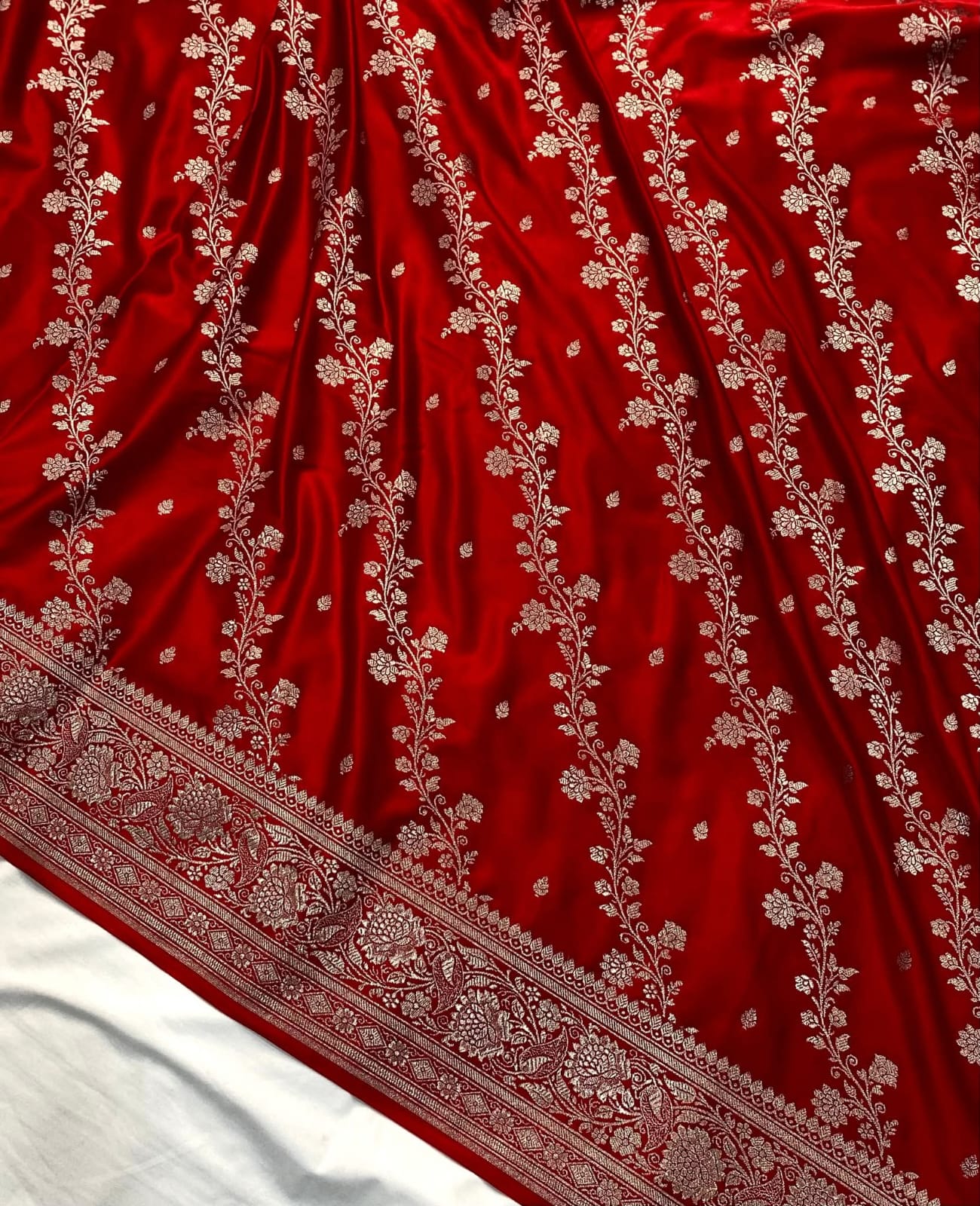 Handwoven Mustard Gold Mashru Silk Saree with Floral Design