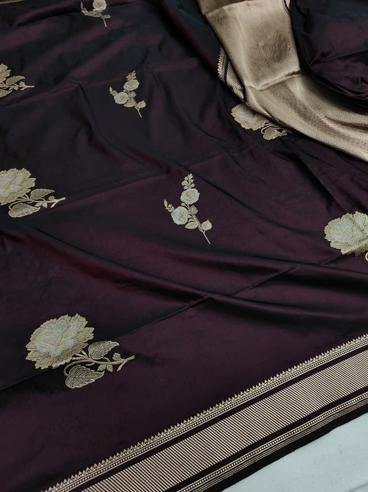 Heirloom Banarasi Silk Pure Banarasi Katan Satin Mashru Silk Kadhua Saree
