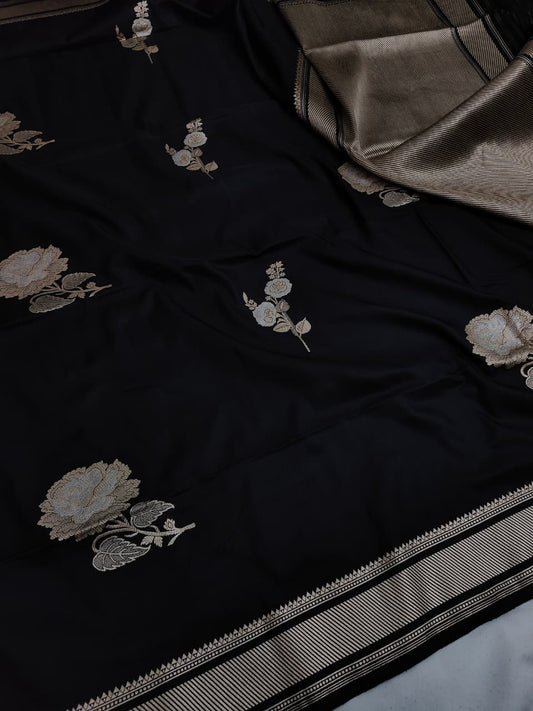 Royal Banaras Weave Pure Banarasi Katan Satin Mashru Silk Kadhua Saree