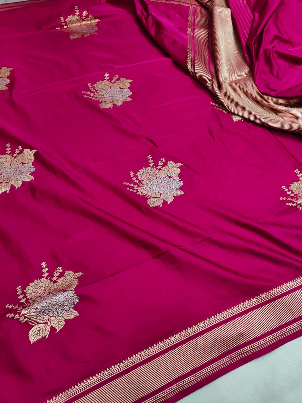 Opulent Satin Mashru Pure Banarasi Katan Satin Mashru Silk Kadhua Saree