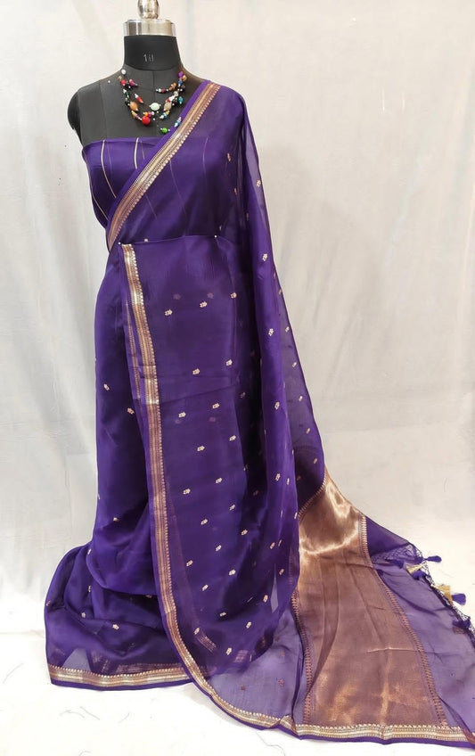 Boutique Kadhua Saree Pure Banarasi Katan Satin Mashru Silk Kadhua Saree